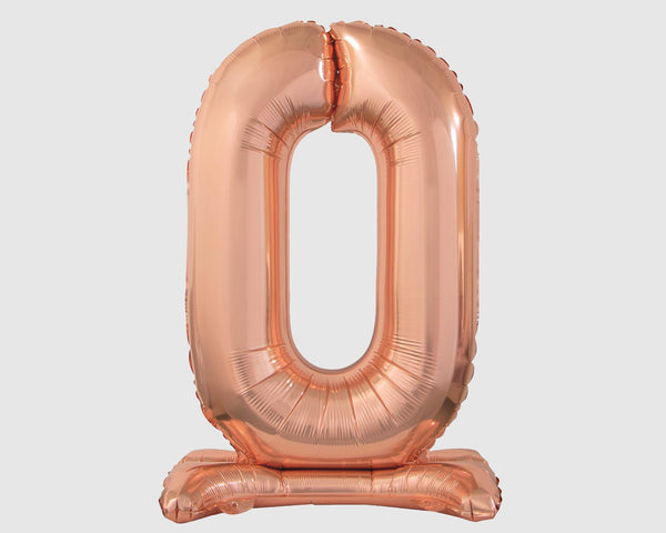 Stehende Folienballon-Zahl "0", Roségold
