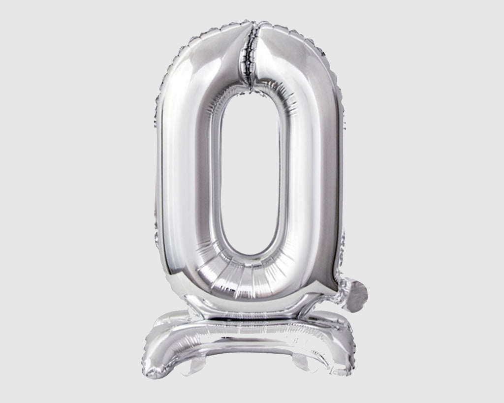 Stehende Folienballon-Zahl "0", Silber
