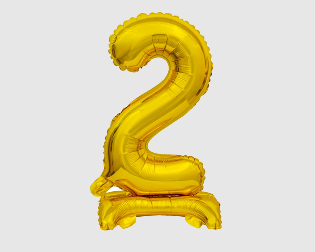 Stehende Folienballon-Zahl "2", Gold