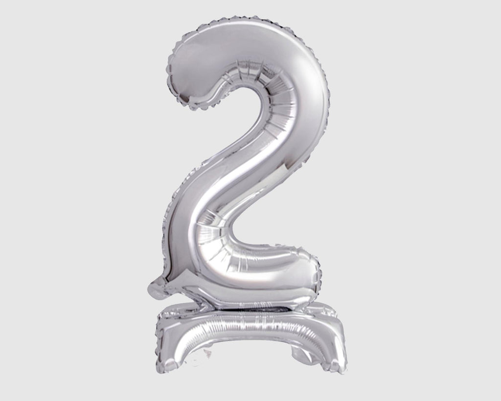 Stehende Folienballon-Zahl "2", Silber