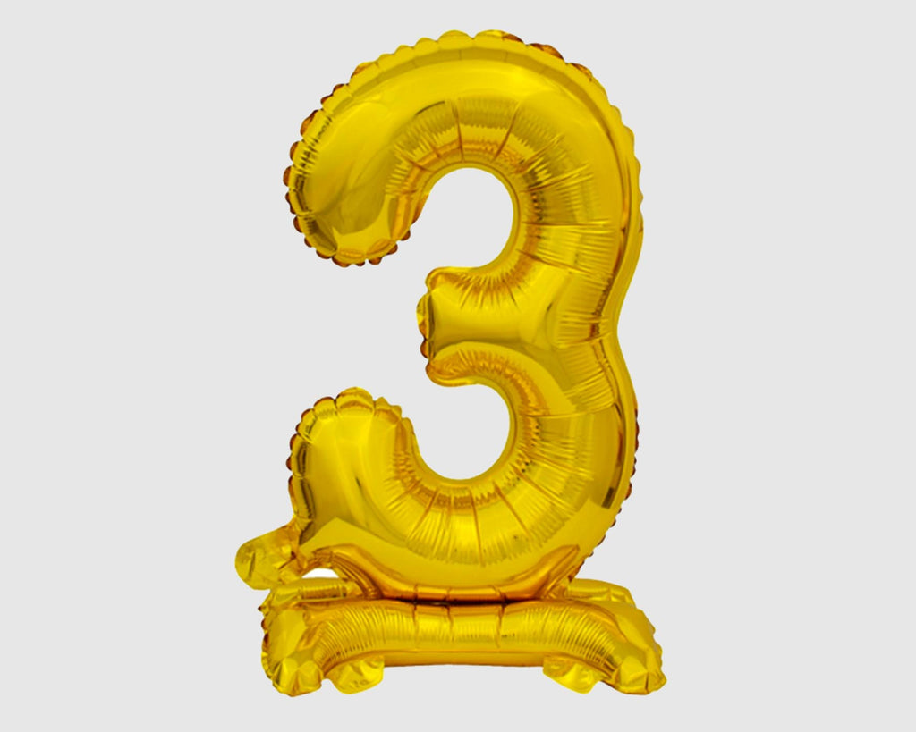 Stehende Folienballon-Zahl "3", Gold