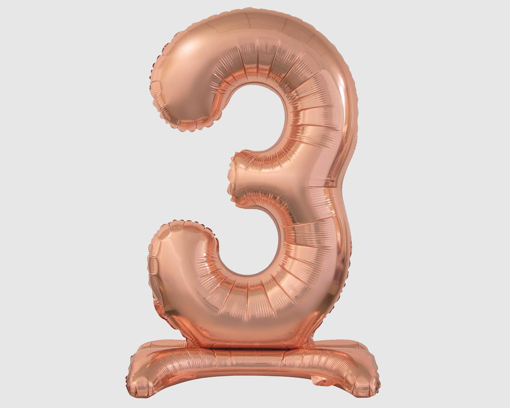 Stehende Folienballon-Zahl "3", Roségold
