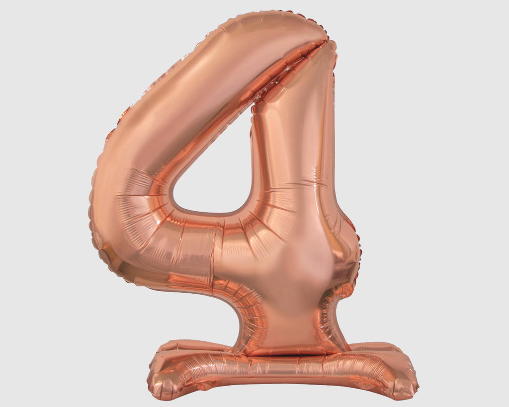 Stehende Folienballon-Zahl "4", Roségold