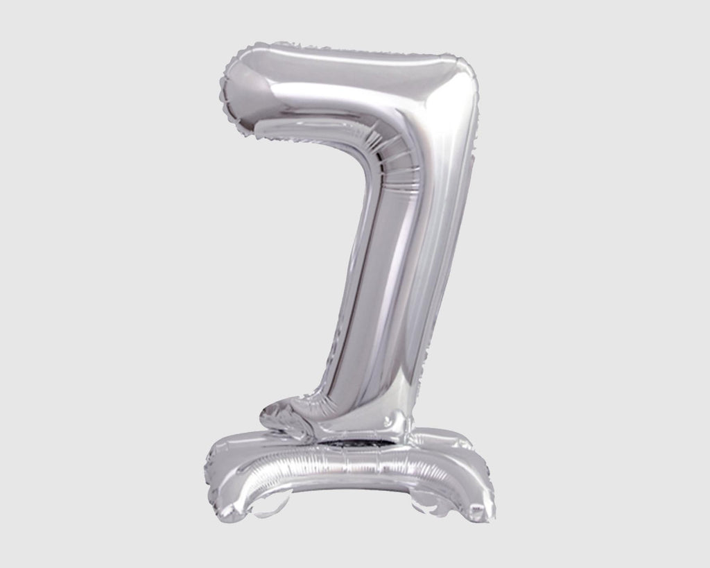 Stehende Folienballon-Zahl "7", Silber