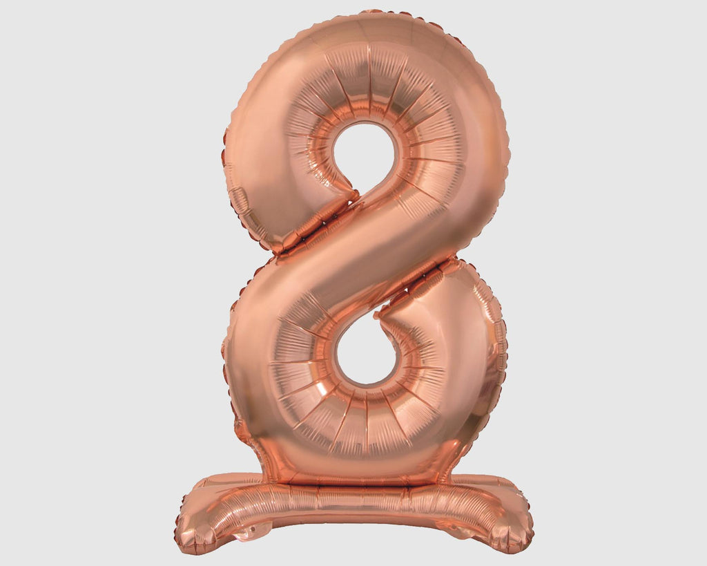 Stehende Folienballon-Zahl "8", Roségold