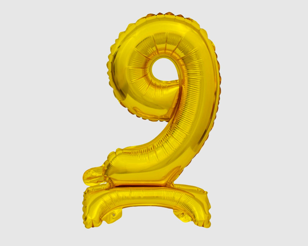 Stehende Folienballon-Zahl "9", Gold
