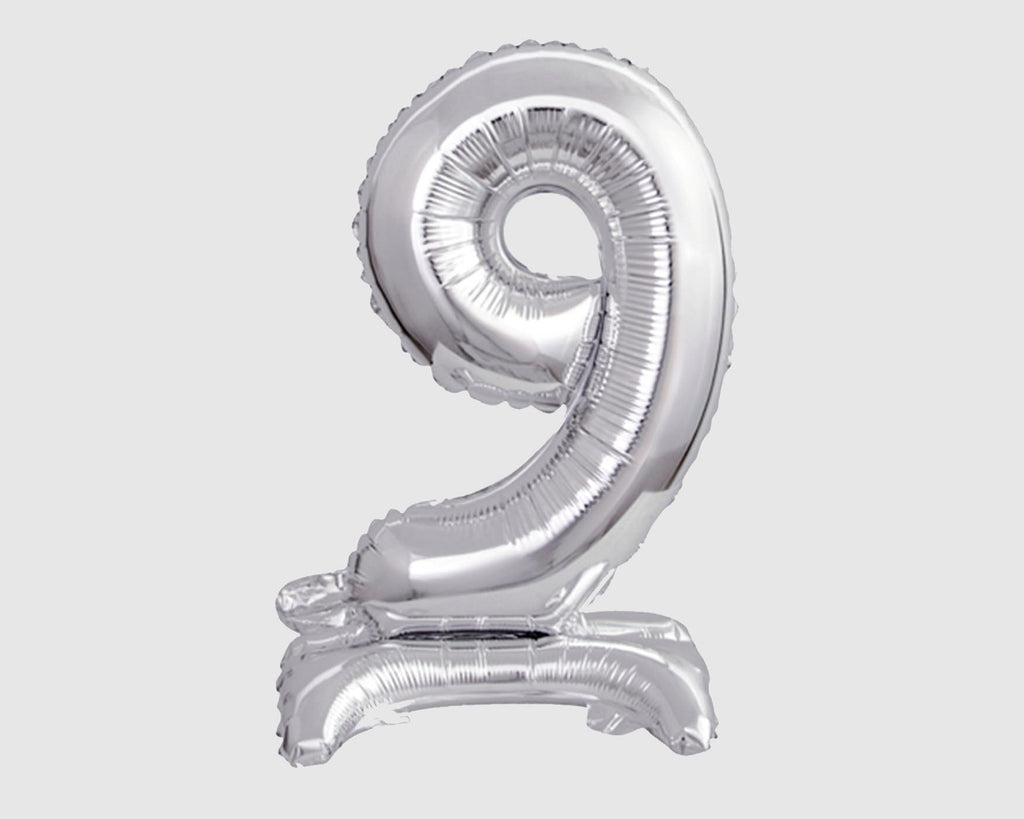 Stehende Folienballon-Zahl "9", Silber