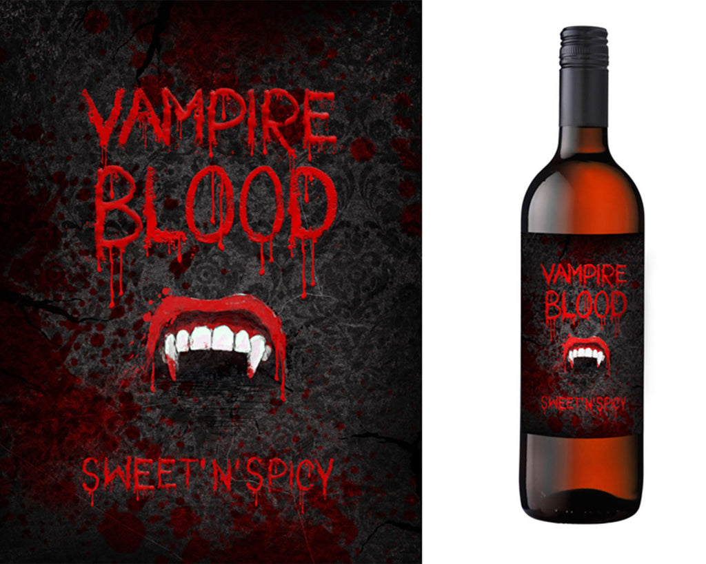 Zehn Flaschen Label "Vampire Blood"